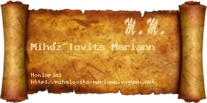 Mihálovits Mariann névjegykártya